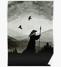 Odin, Huginn und Muninn. Poster