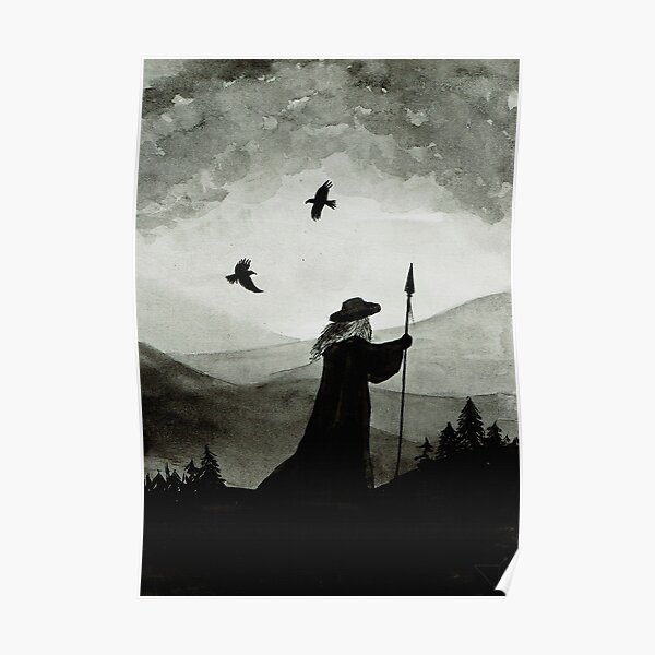 Odin, Huginn and Muninn. Poster
