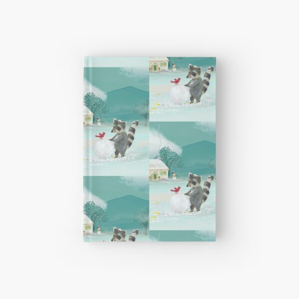 raccoon in the snow Hardcover Journal