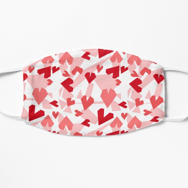 Pink red hearts pattern Flat Mask