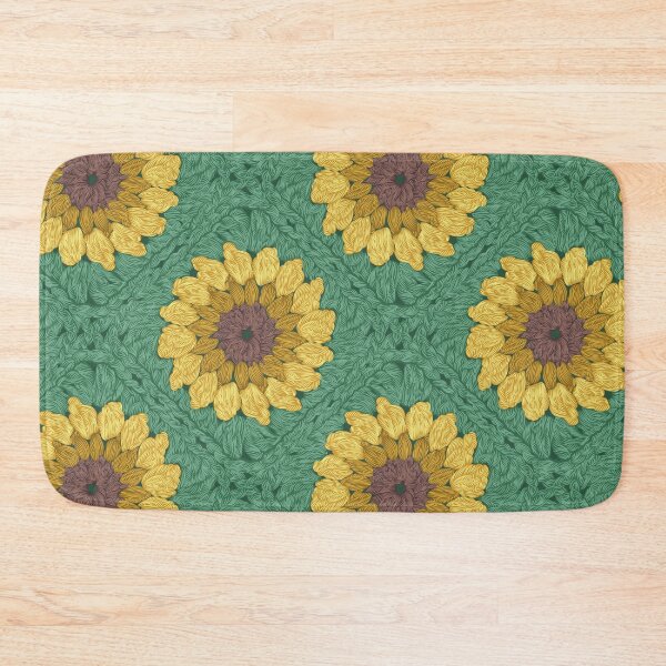 Item preview, Sunflower granny squares // green background yellow and brown crochet flowers designed and sold by SelmaCardoso.