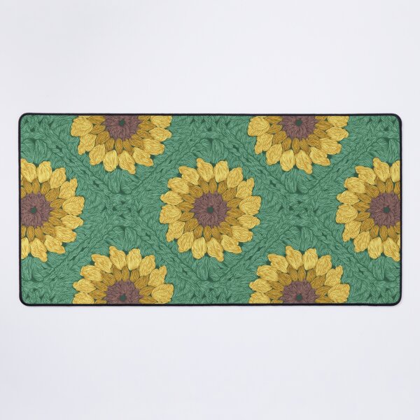 Item preview, Sunflower granny squares // green background yellow and brown crochet flowers designed and sold by SelmaCardoso.