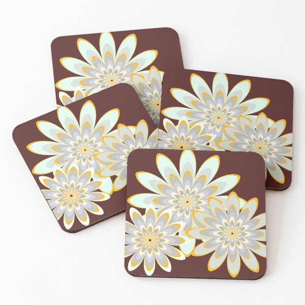 Item preview, floral pattern white flowers brown designed and sold by Bakkia.