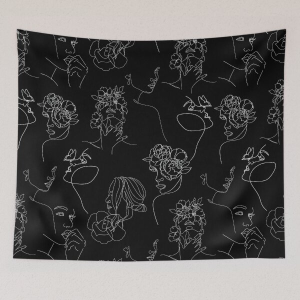 Item preview, Women Faces with Flowers No.2 Black designed and sold by Emma Kunz.