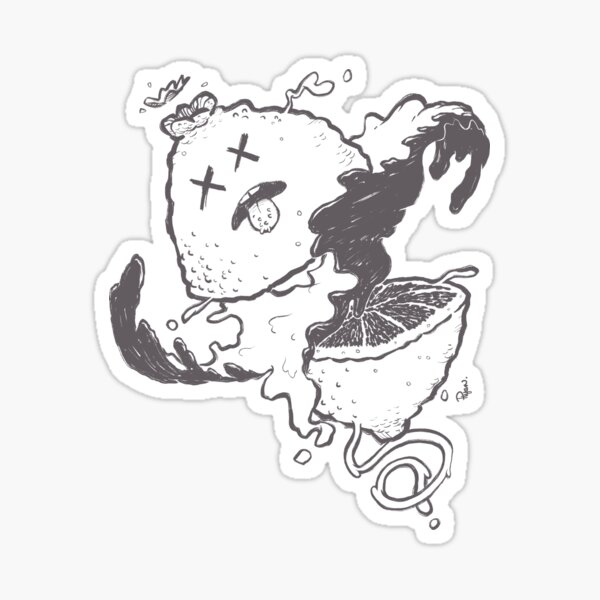 Lemon Sour Puss - grey line art version Sticker