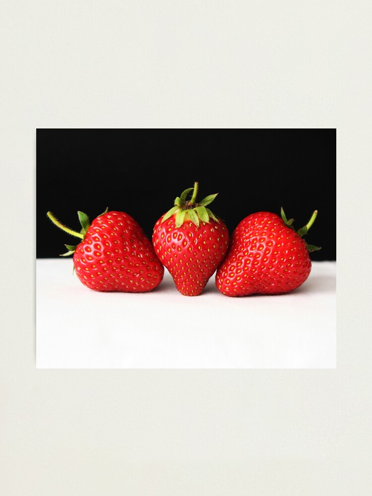 Alternate view of Strawberries on Black over White Photographic Print