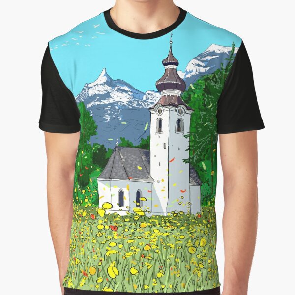 Gnadenwald Innsbruck Austria Landscape Illustration Graphic T-Shirt