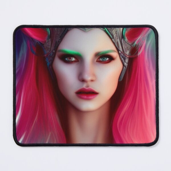 Item preview, futuristic neon pink woman portrait designed and sold by lumamoonia.