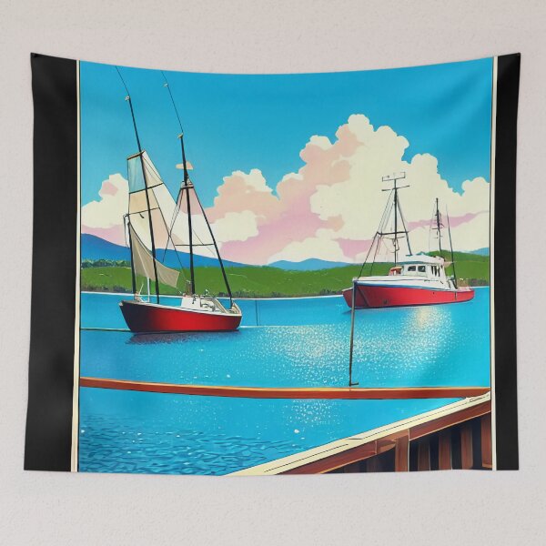 Item preview, Boat Fishing Dock Poster designed and sold by BAYFAIRE.