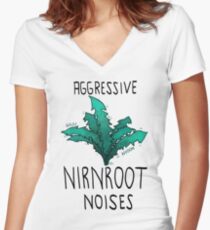 Aggressive nirnroot noises Women's Fitted V-Neck T-Shirt