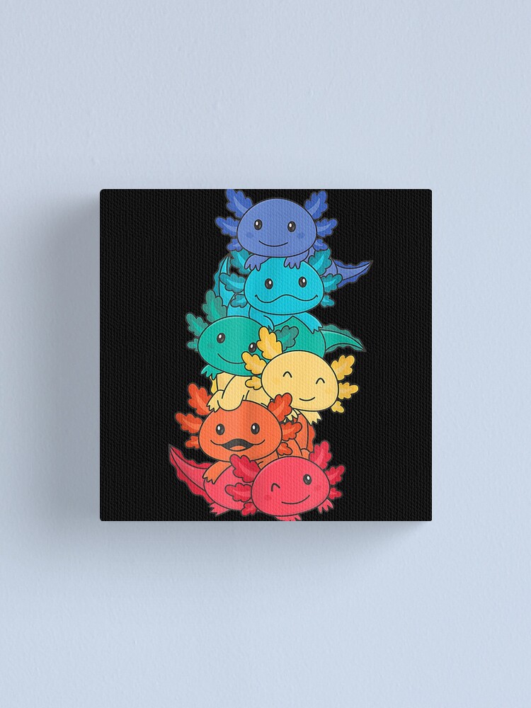 Kawaii Axolotls Colorful Axolotls Axolotls Lovers Canvas Print For