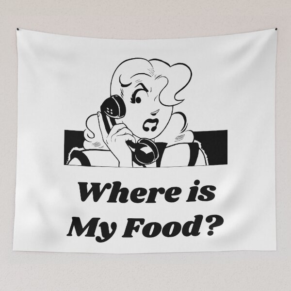 Item preview, 'Where is my food?' Angry Woman Design - Retro Illustration Design for T-shirts, mugs, phone cases and other accessories designed and sold by Ridiculam Toga.
