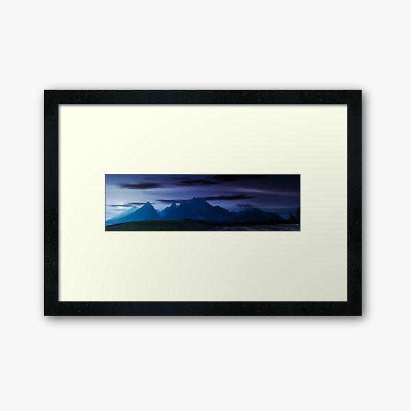 rural fields near Tatra Mountains at night Framed Art Print