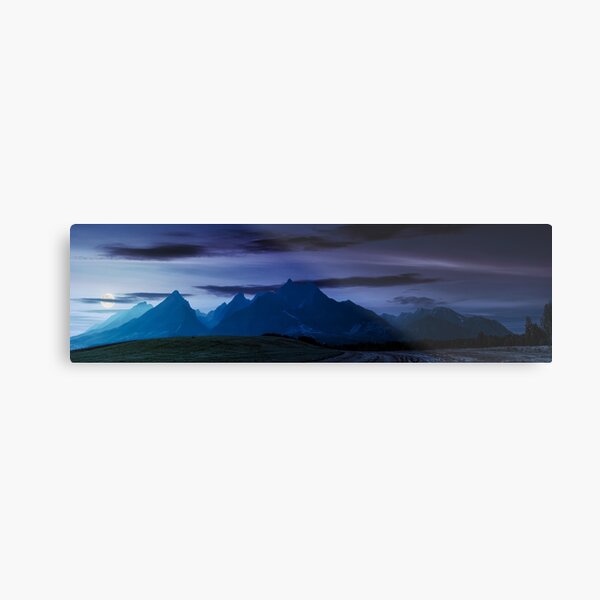 rural fields near Tatra Mountains at night Metal Print