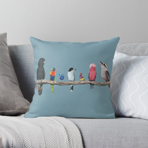 Australian Birds Throw Pillow
