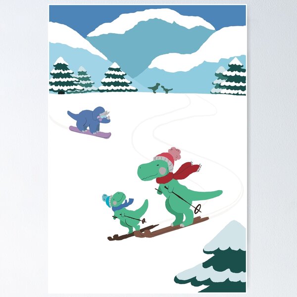 Item preview, Dino skiing designed and sold by Nimelart.