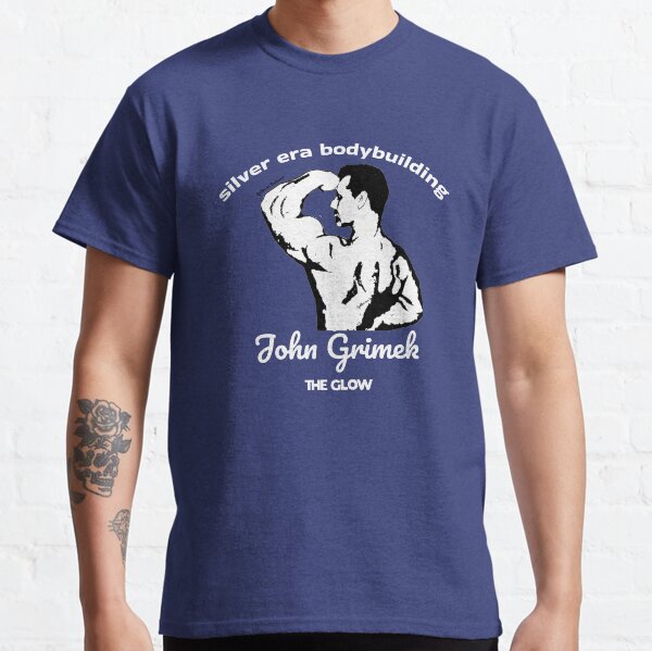 John Grimek Silver Era Bodybuilding white writing Classic T-Shirt
