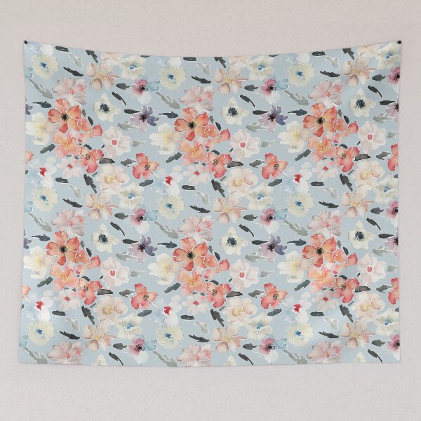 Item preview, Ditsy Pink and Blue Floral  designed and sold by LThomasDesigns.