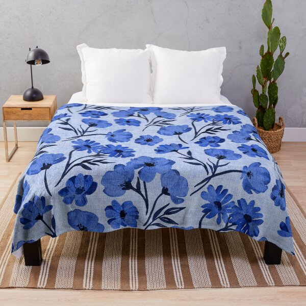 Item preview, Textured Monochrome Floral in Shades of Cornflower Blue - light background designed and sold by micklyn.