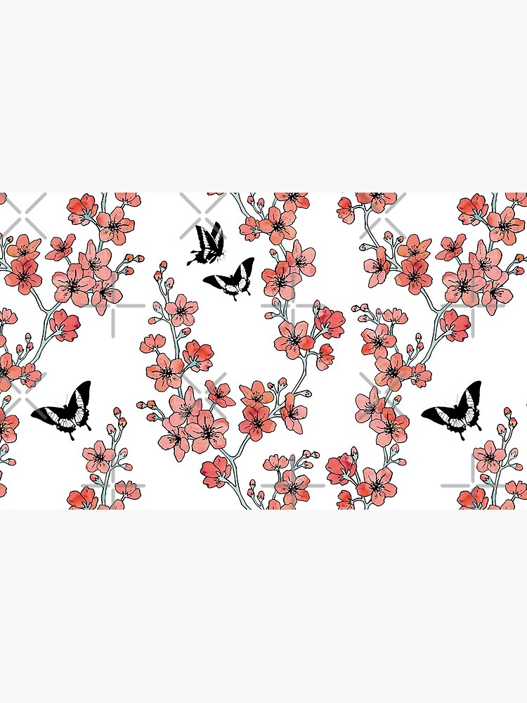 Sakura butterflies in peach pink watercolor by adenaJ