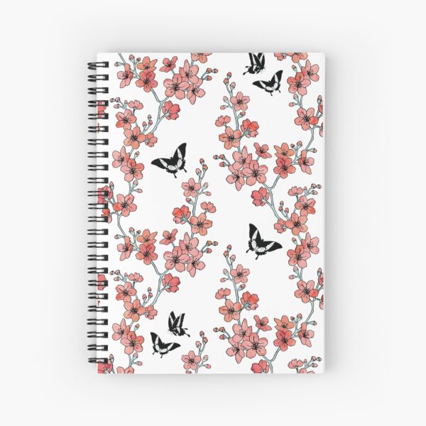 Aperçu de l'œuvre Papillons Sakura à l'aquarelle rose pêche créée et vendue par adenaJ.