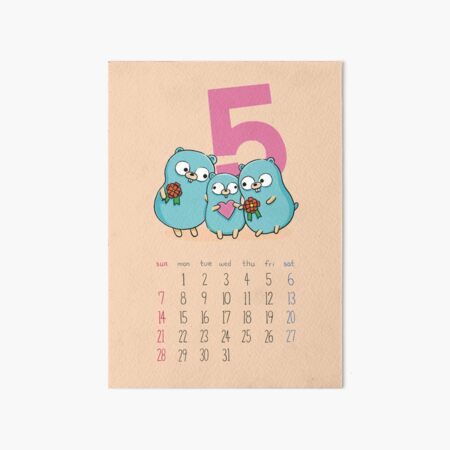 Gopher Calendar 2023-05 Art Board Print