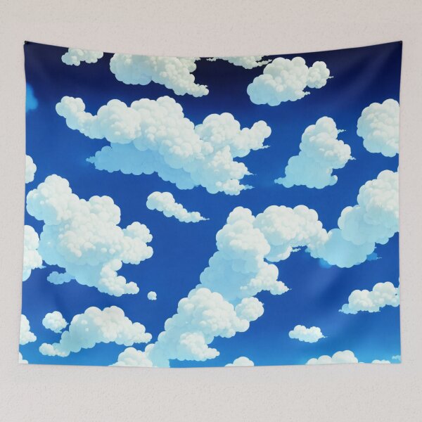 Item preview, Royal blue sky with stylized white clouds  designed and sold by BubbleCrumbs.