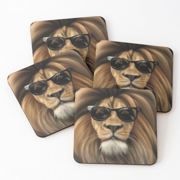 Item preview, Hyper realistic Lion Wearing Sunglasses Oil Painting designed and sold by GregFromThePeg.