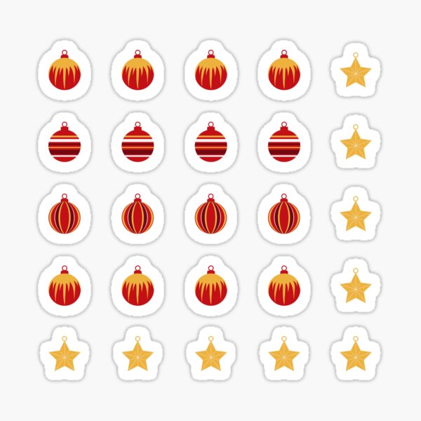 Christmas ornaments - red, silver, gold - medium stickers Sticker