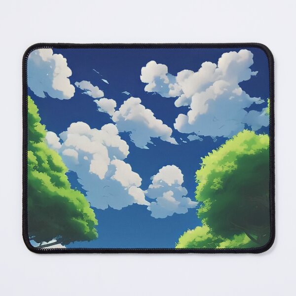 Item preview, Royal blue sky with stylized white clouds  designed and sold by BubbleCrumbs.