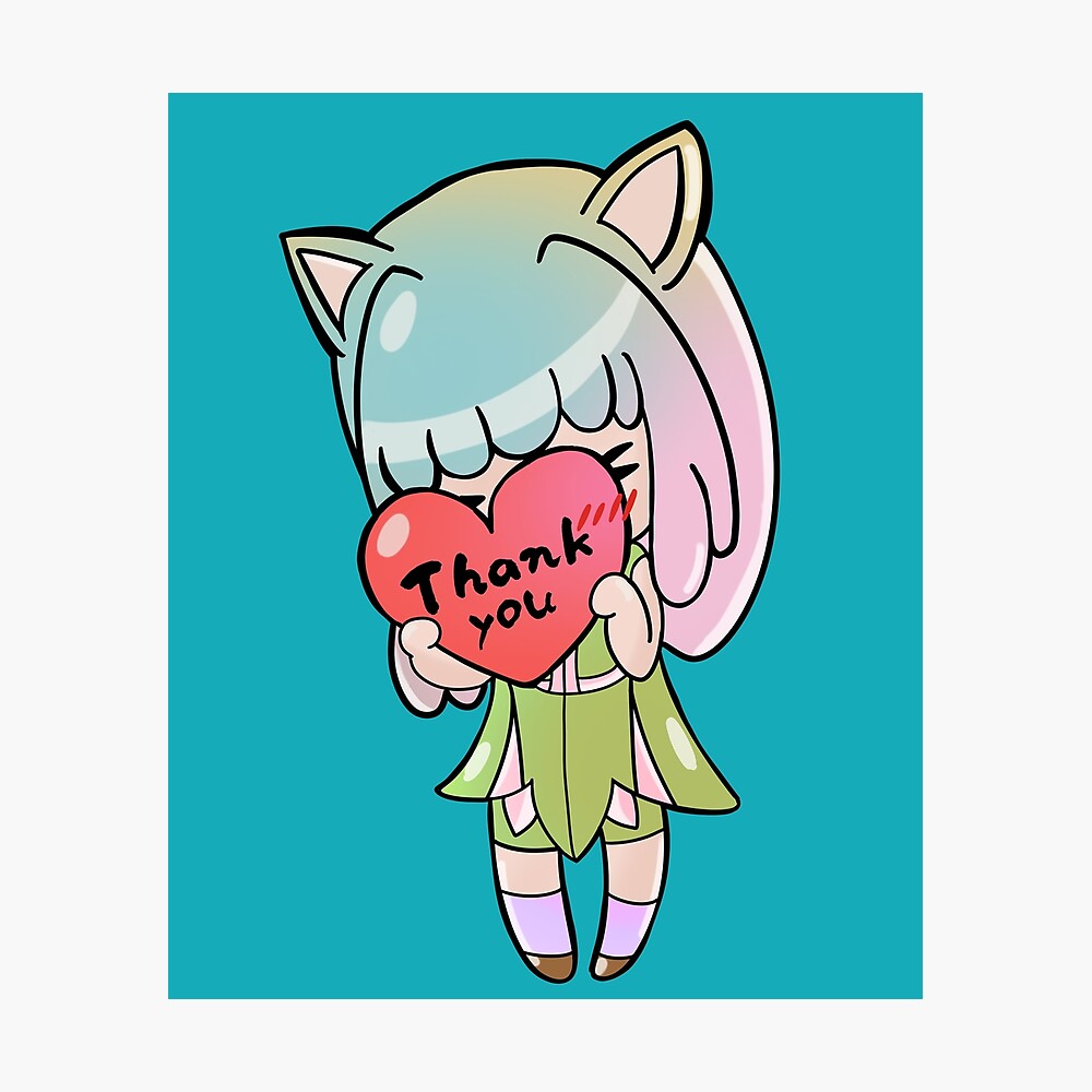 Thank you : Kawaii Cat Ears Anime Girl Fancy Dress Cute. Suitable for those who like cute things and gifts for those who like cuteness and warm hearts. Poster