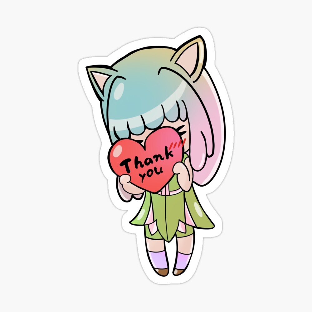 Thank you : Kawaii Cat Ears Anime Girl Fancy Dress Cute. Suitable for those who like cute things and gifts for those who like cuteness and warm hearts. Poster