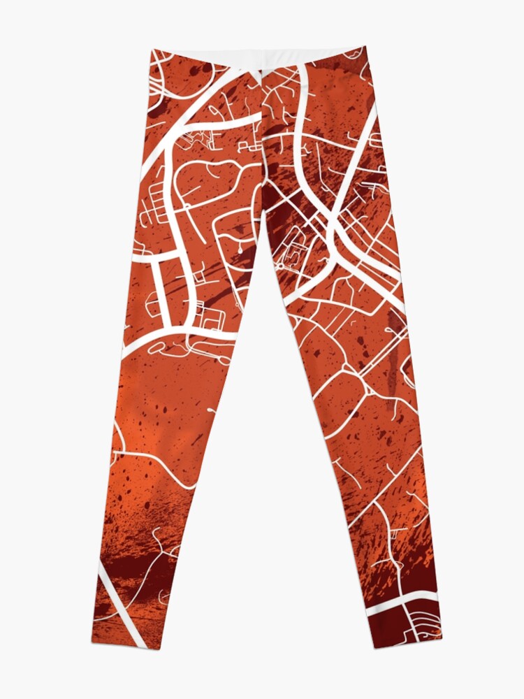 Alternate view of Blacksburg Map Maroon & Orange Leggings
