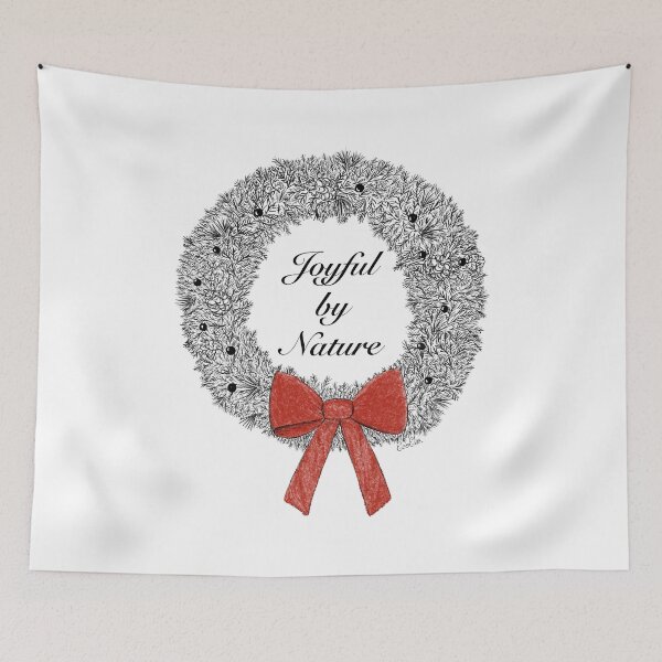 Item preview, Joyful by Nature Holiday Wreath - Christmas Wreath - black, white, & red designed and sold by EcoElsa.