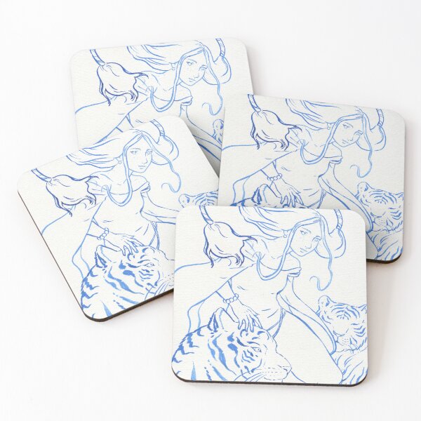 Item preview, Karin and Tigers blue ink painting designed and sold by Hynek Šnajdr.