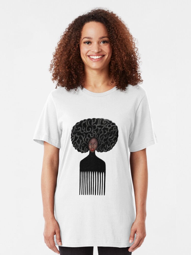 Afro Comb Beautiful Black Woman Afro Hair Pride T Shirt By