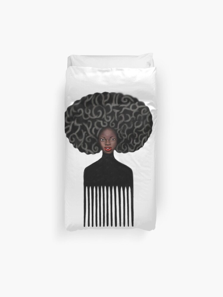 Afro Comb Beautiful Black Woman Afro Hair Pride Duvet Cover By