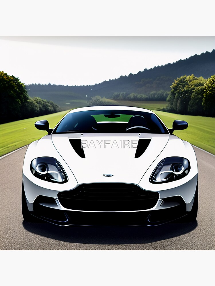 "Vantage White Sports Car Poster" Sticker for Sale by BAYFAIRE Redbubble