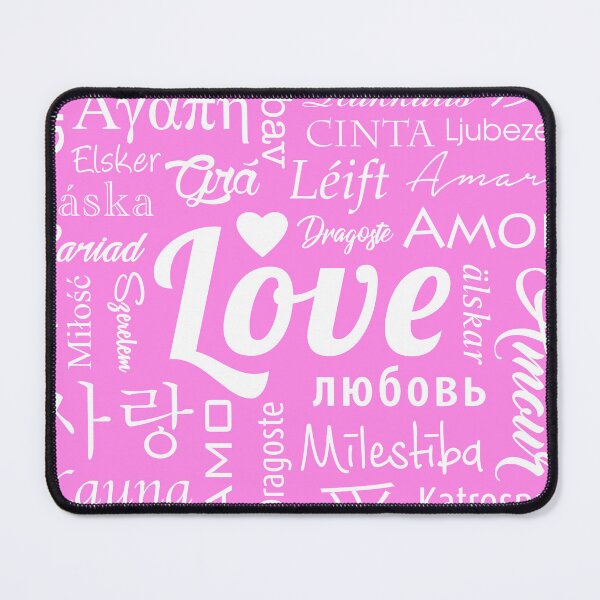 Item preview, Word love written in several languages with pink background designed and sold by TUNARTE.