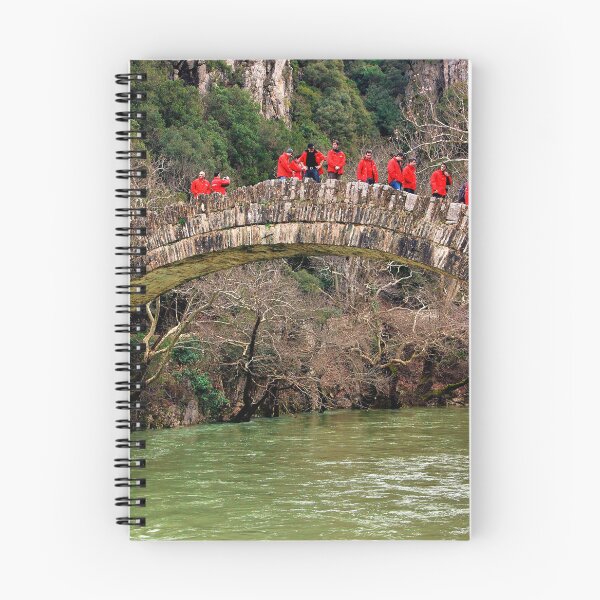 Item preview, Red jackets on a stone bridge designed and sold by Hercules Milas.