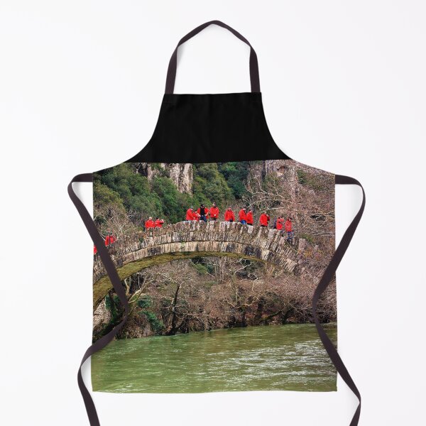 Item preview, Red jackets on a stone bridge designed and sold by Hercules Milas.