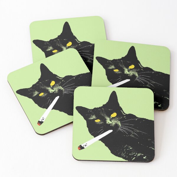 Item preview, Stoner Cat Design in green - Cat Pet Pop Art - Animal Pop Art, Bespoke Options designed and sold by StudioFlea.