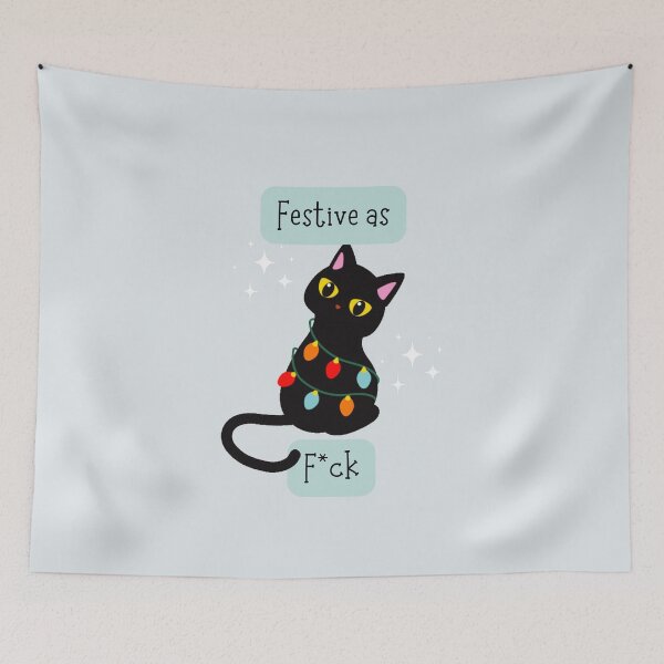 Item preview, Festive as F*ck  - Festive AF Cat designed and sold by mydoodlesateme.