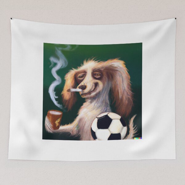 Item preview, Dog smoking with glass and soccer ball designed and sold by Kilianhervas.