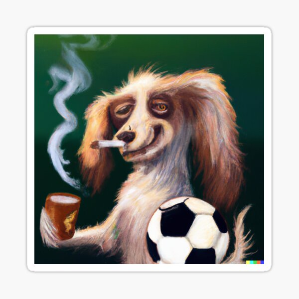 Item preview, Dog smoking with glass and soccer ball designed and sold by Kilianhervas.