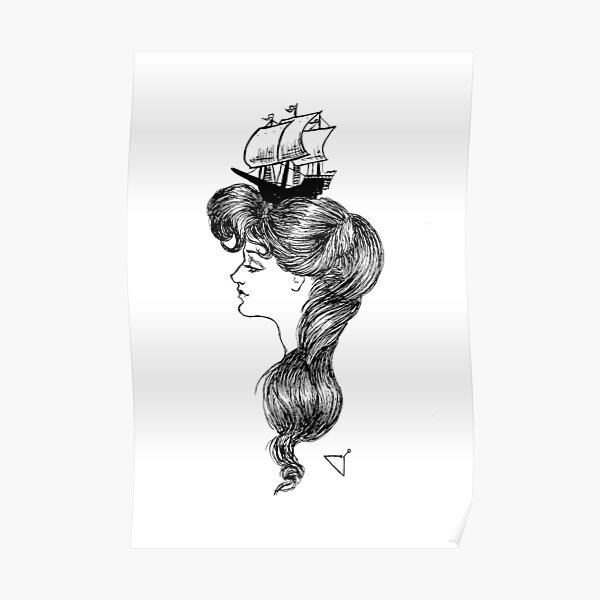 Gibson girl with ship on her head Poster