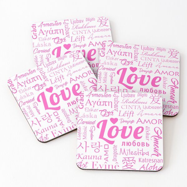 Item preview, Word love in pink and in several languages designed and sold by TUNARTE.