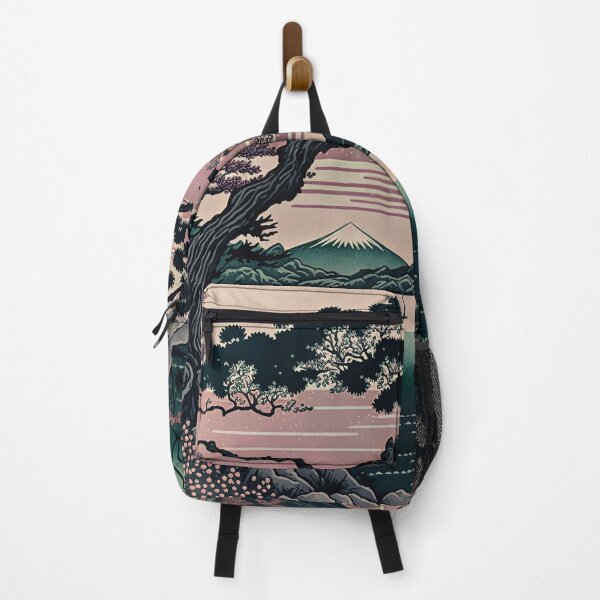 Item preview, Mount Fuji Lake with Trees, Japanese Woodblock Style designed and sold by loraleiffxi.