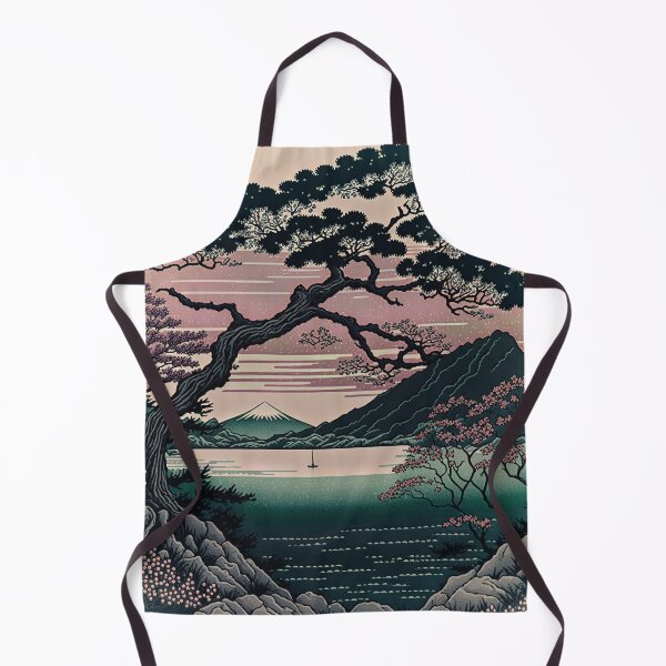 Item preview, Mount Fuji Lake with Trees, Japanese Woodblock Style designed and sold by loraleiffxi.