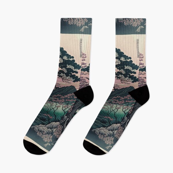Item preview, Mount Fuji Lake with Trees, Japanese Woodblock Style designed and sold by loraleiffxi.